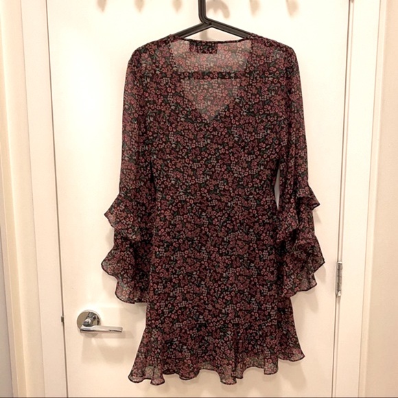 The Fifth Label Elective Long Ruffle Sleeve, Floral Wrap Dress, Size Medium - Picture 11 of 11